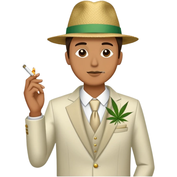 Person in fancy clothes sneaking into wedding ceremony smoking cannabis, full body emoji