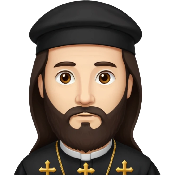 Orthodox Priest dark brown hair and long beard emoji