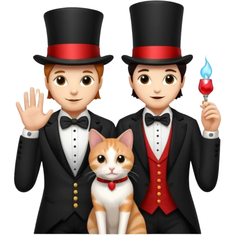 magician couple and their pet cat emoji