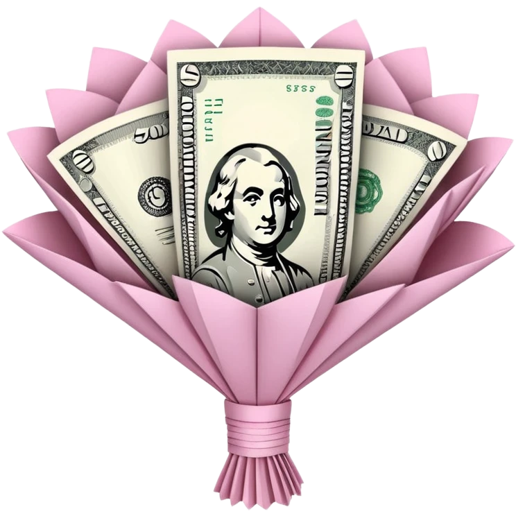pretty pink bouquet made of money emoji