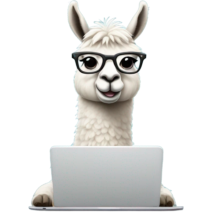 lama with glasses typing on laptop emoji