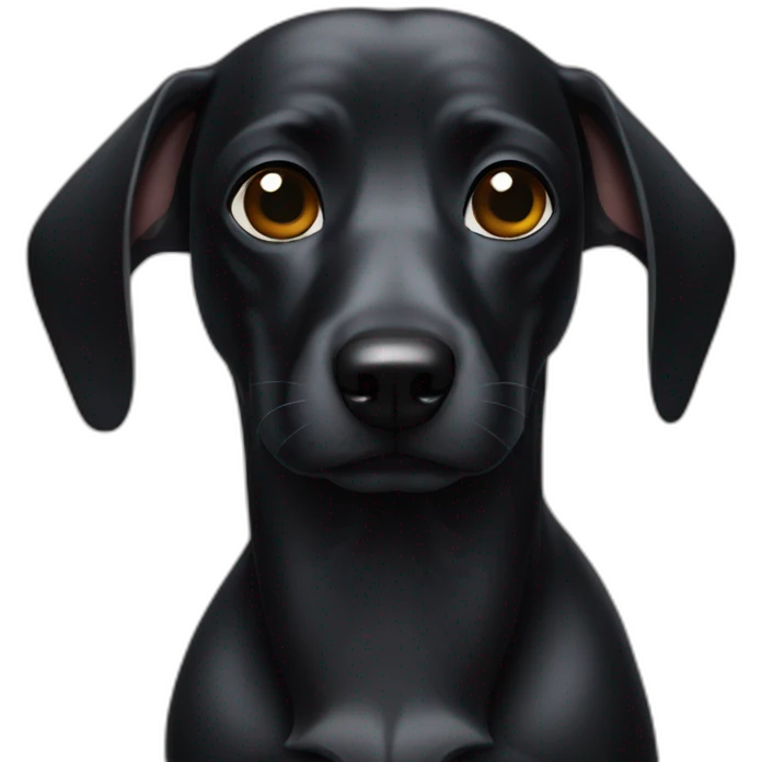 sad black sausage dog drinking emoji