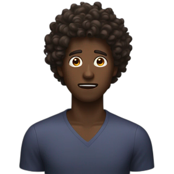 dark skinned guy with curly hair being shocked emoji