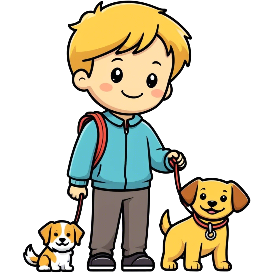 Blonde boy with his dog emoji