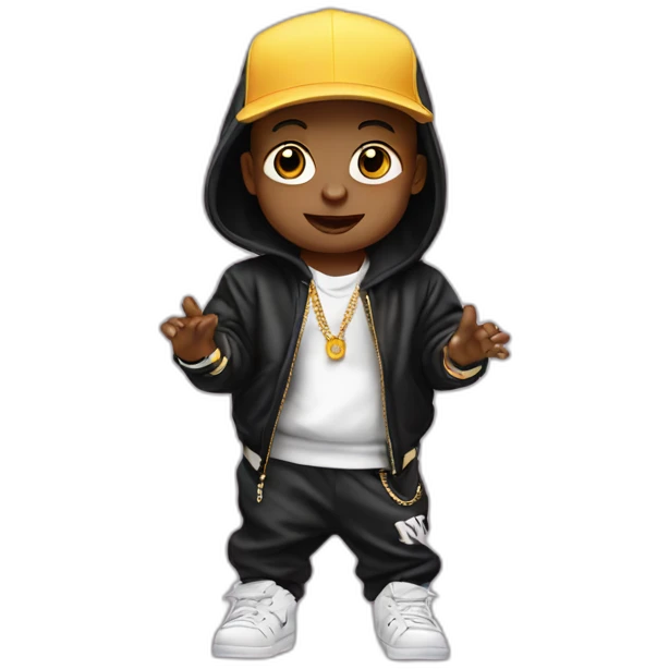 Baby in hip hop gear rapping emoji