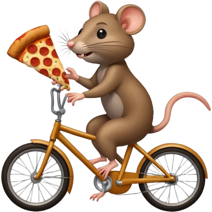 rat stealing pizza on a bike emoji
