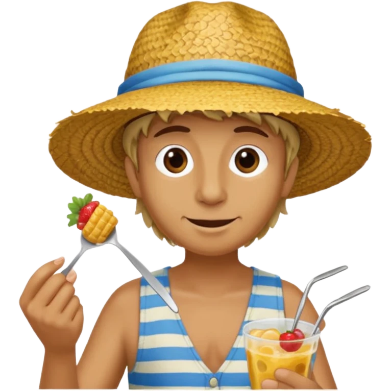 Gars Créole réunionnais chapeau paille tong au pieds  emoji