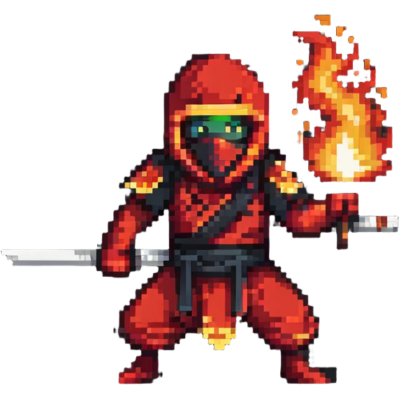 Red ninja with fire elements emoji