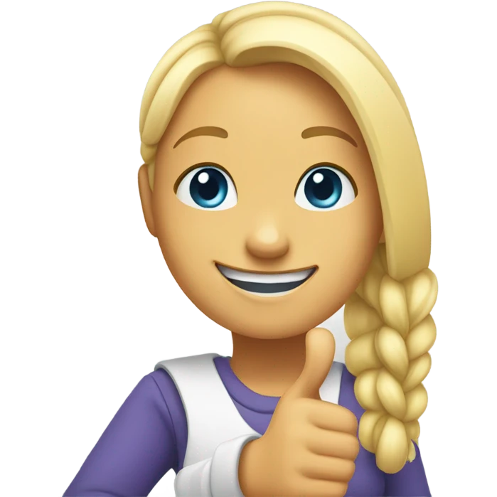 a girl with blonde ponytail thumbs up happy  emoji