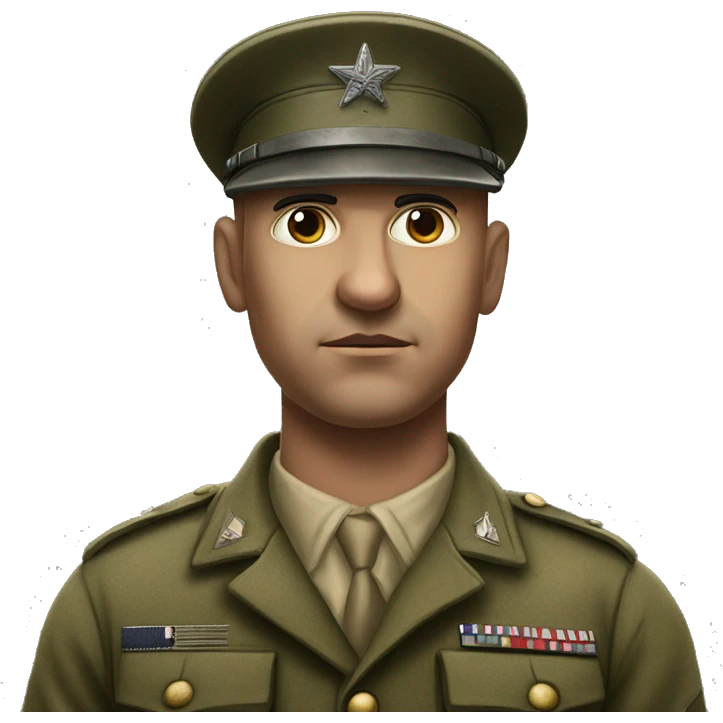 photorealistic serious soldier WW2 emoji