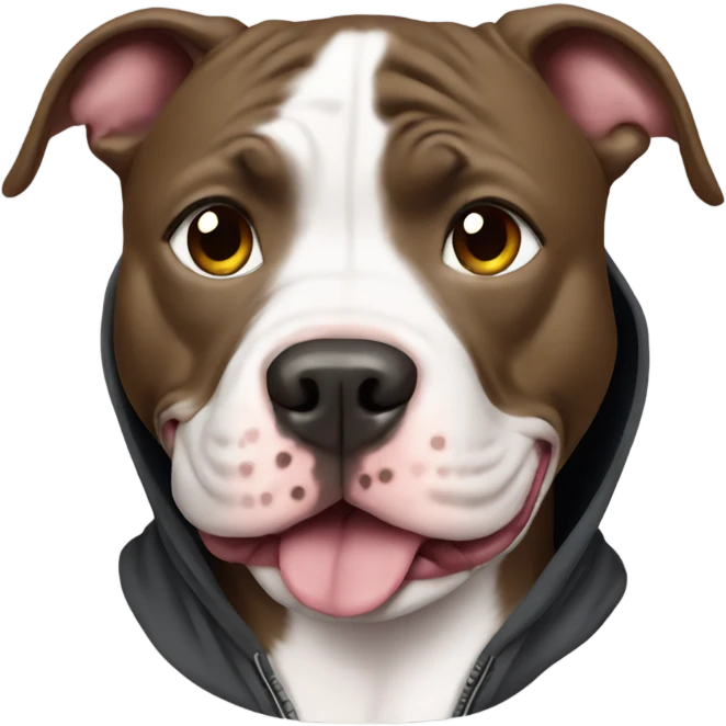 Pitbull smiling with hoodie emoji