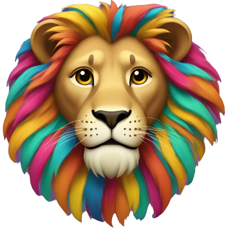 a lion with a colorfull lining background emoji