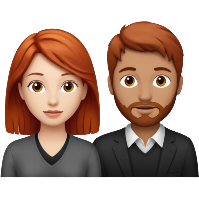 en base a esto👩🏻‍❤️‍💋‍👨🏻, hacer mujer pelirroja y hombre con pelo café emoji