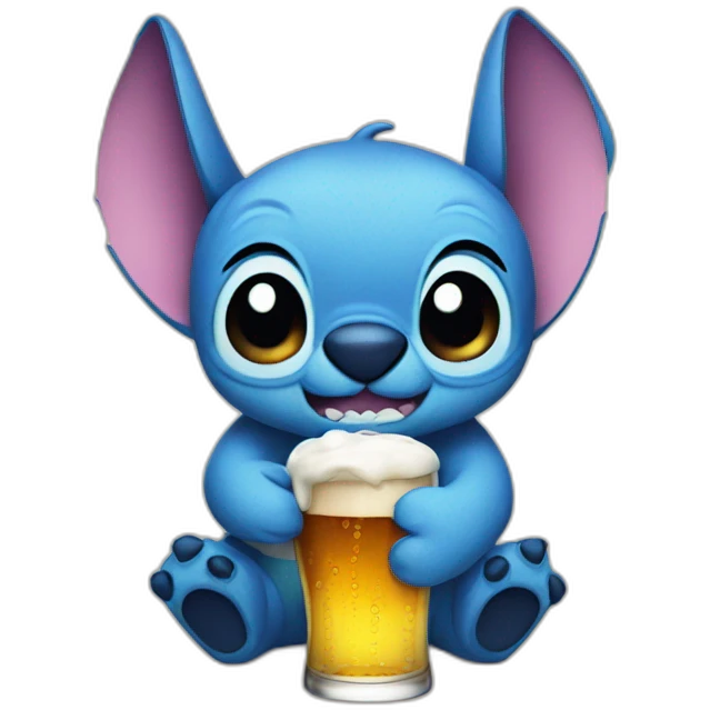 Stitch drinks beer emoji