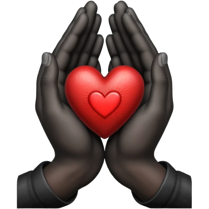 Black praying hands with a heart emoji