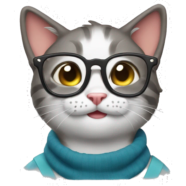 nerd cat being silly but very silly emoji