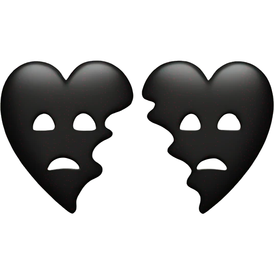 Split black heart emoji