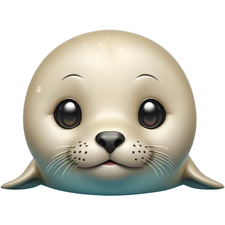Cinematic Cute Seal Portrait Emoji, Head tilted playfully and inquisitively, with a shiny, smooth body accented by a subtle blush and round, sparkling eyes, Simplified yet irresistibly adorable features, highly detailed, glowing with a warm, friendly aquatic glow, high shine, affectionate and lively, stylized with a touch of endearing charm, soft glowing outline, capturing the essence of a mischievous marine friend that feels like it could pop out of the screen into your arms! emoji