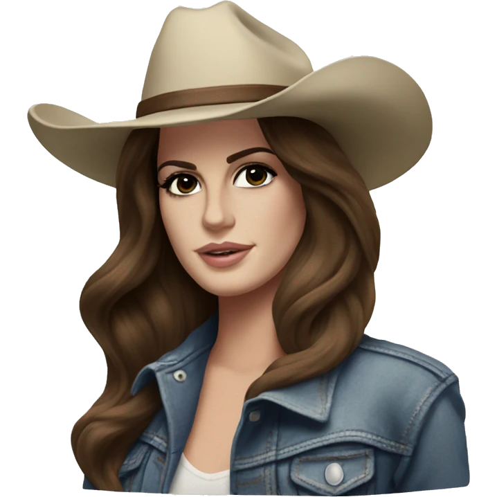 Lana del Rey with jacket and cowboy hat emoji