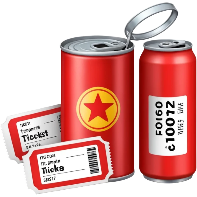 a can of gasoline and 2 tickets emoji