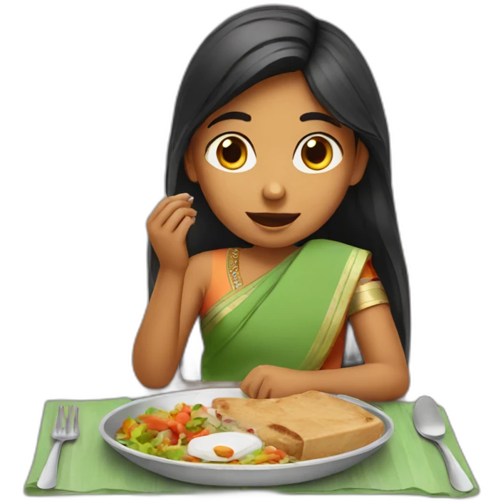 indian girl eating lunch emoji