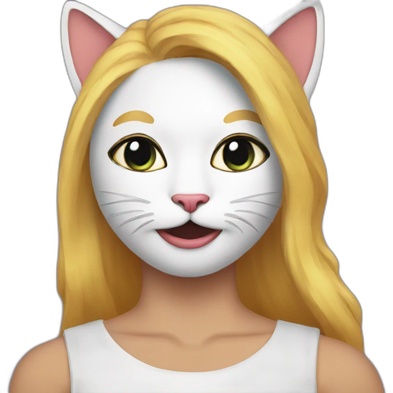 A cat in a human patsy mask emoji