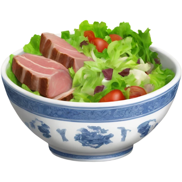 fine china bowl filled with salad and meat emoji