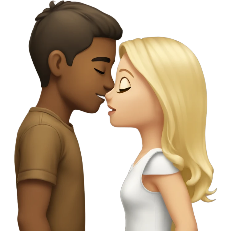 Bailee(brunette) kissing Owen(blond) emoji