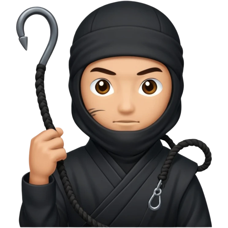iron hook, 4 hooks, black, with rope, ninja emoji