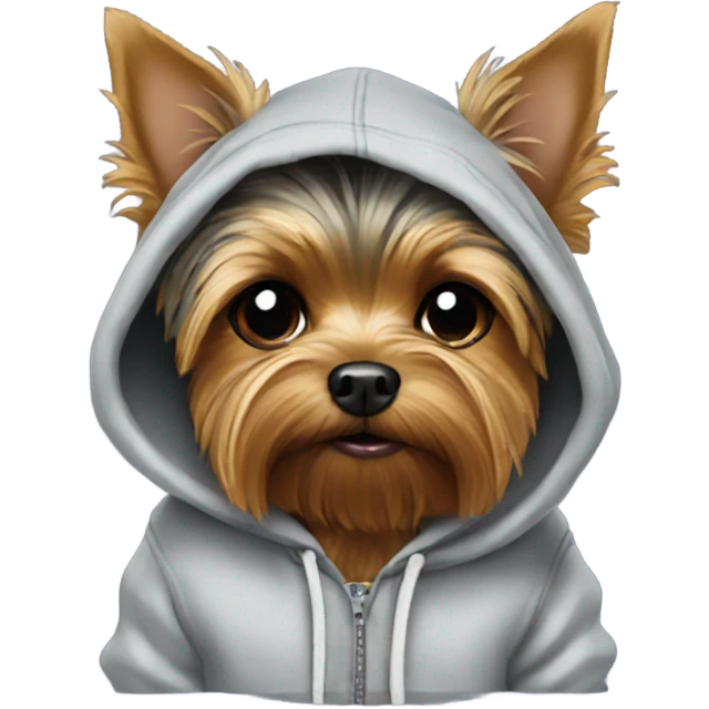 Yorkie dog wearing a hoodie emoji