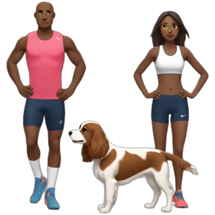 Sprinter spaniel with man and woman emoji