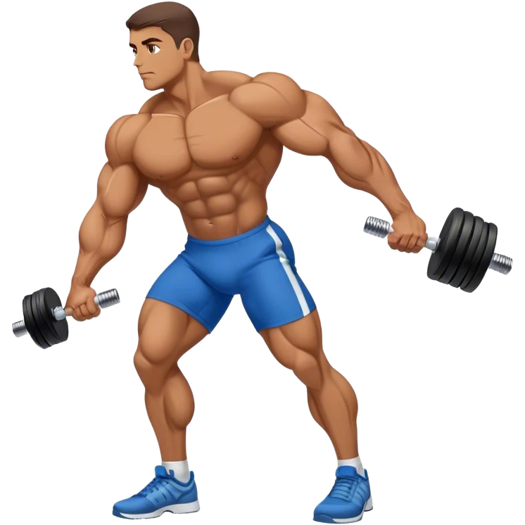 side-view bodybuilder dumbbell lunges emoji
