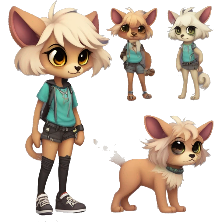 Cool cute Kawaii edgy colorful anthro fantasy-animal-fursona griffsnuff & LiLaiRa & Falvie full body emoji