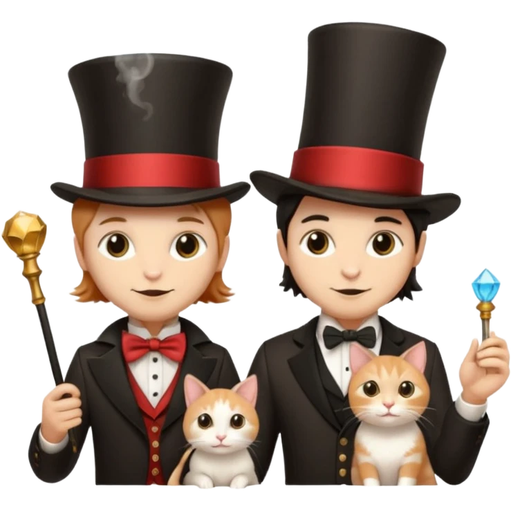 magician couple and their pet cat emoji