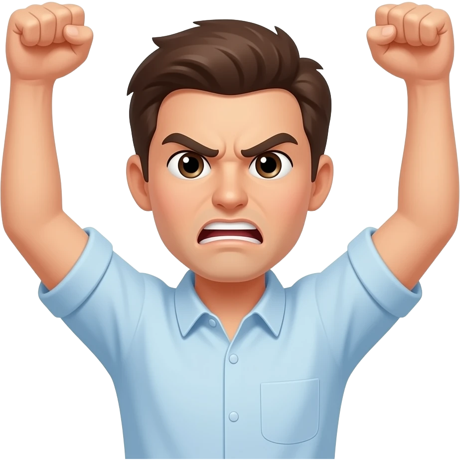 손들면서 화내는 행동으로 바꿔줘 emoji