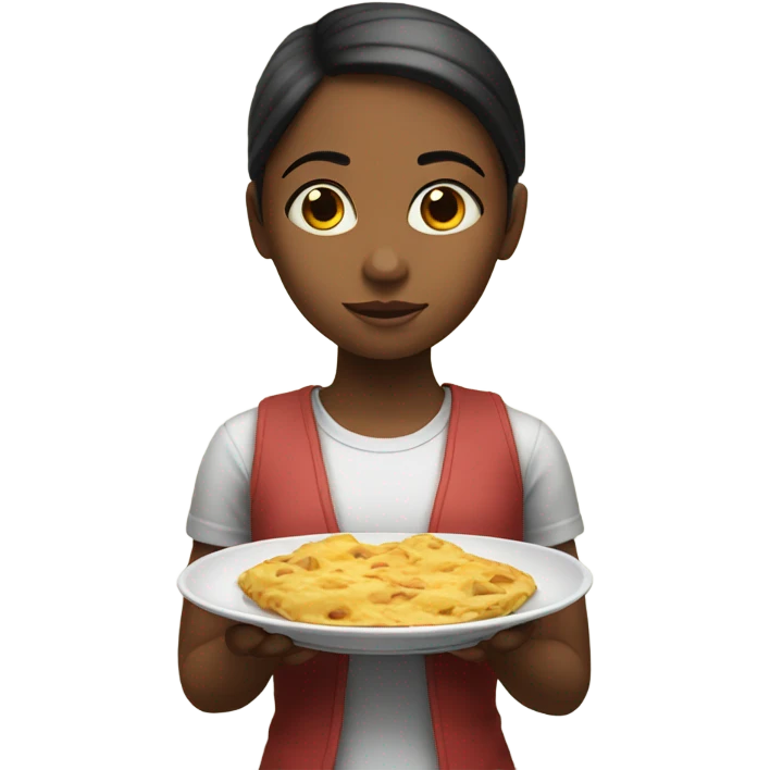 girl asking for food with a plate emoji
