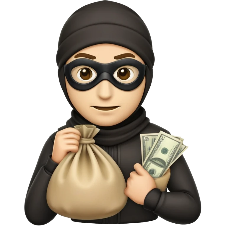 robber emoji holding a money bag classic cartoon thief look emoji