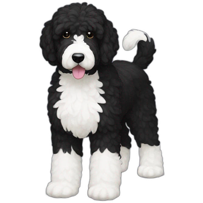 all-black-laberdoodle-dog-with-white-patch-on-chest emoji