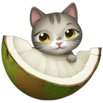 Cat with coconut emoji