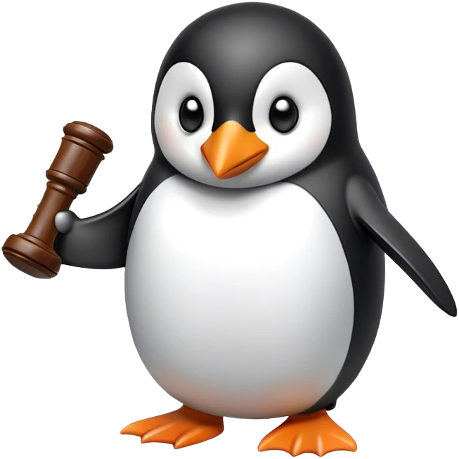 Penguin with a gavel emoji