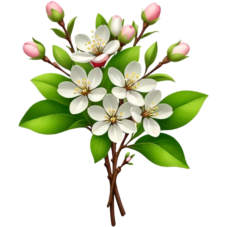 bouquet Apple blossom, luxuriant, stem, leaf, bud emoji