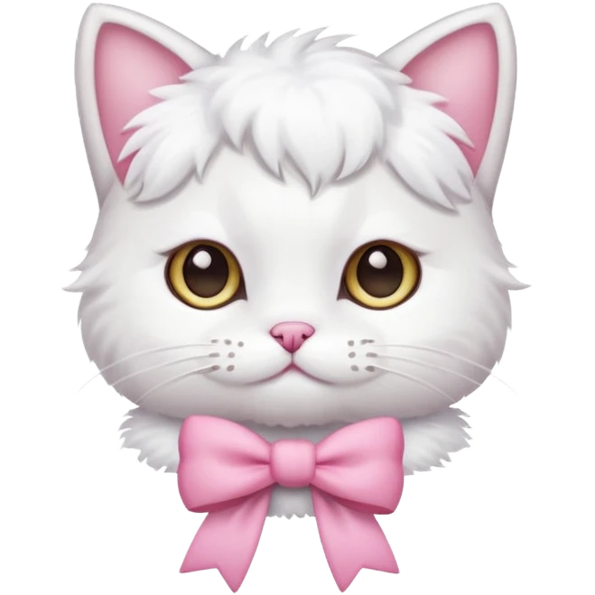 White little cat with pink bow emoji