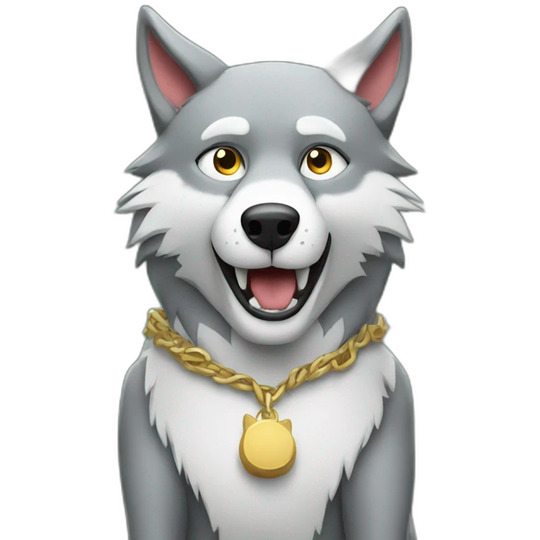 cartoon wolf with a ton of money emoji