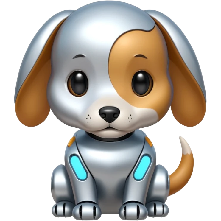 Pet-like robot,wagging tail, puppy face. emoji