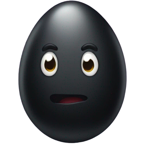 Black egg with a cute face emoji
