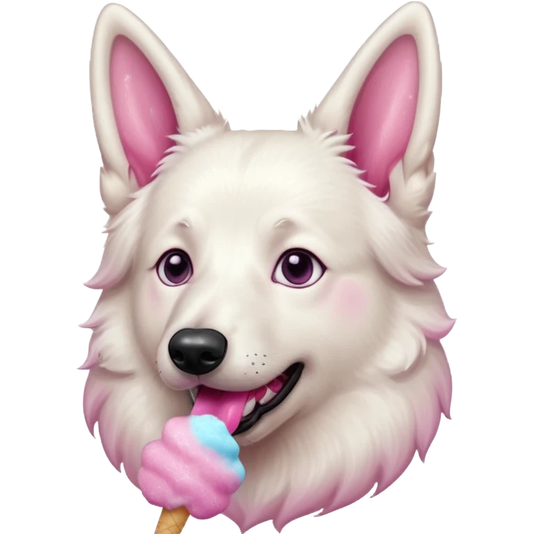 White belgian Shepard With glitter eyes loves Cotton candy emoji