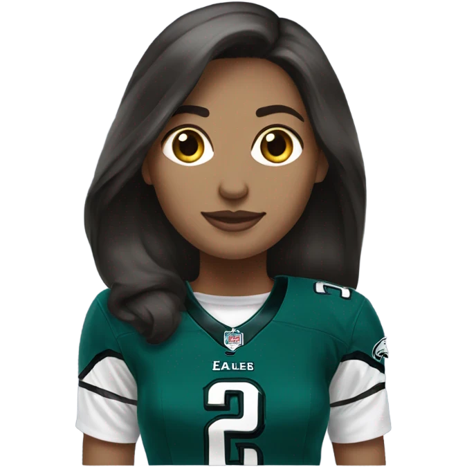  White female brunette wearing Philadelphia Eagles jersey emoji