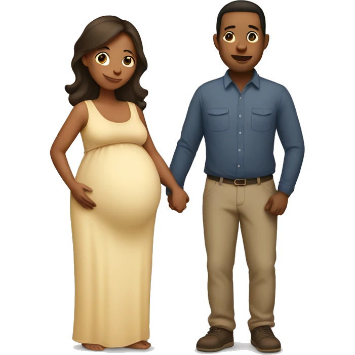 A pregnant woman with her husband  emoji
