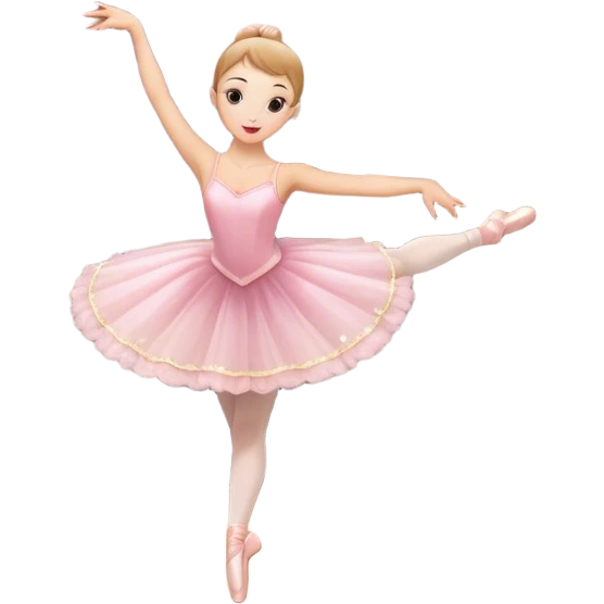 Emoji of Ballet: Big theater stage with silhouette of a ballerina in an elegant pose, surrounded by spotlight and stage lights. The icon should convey the grace and beauty of ballet, with focus on the dancer and the dramatic lighting. Transparent background. emoji