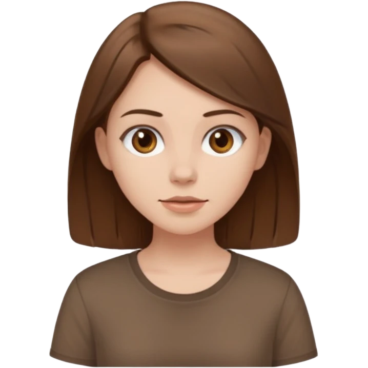 Pale girl brown hair and wearing brown shirt  emoji